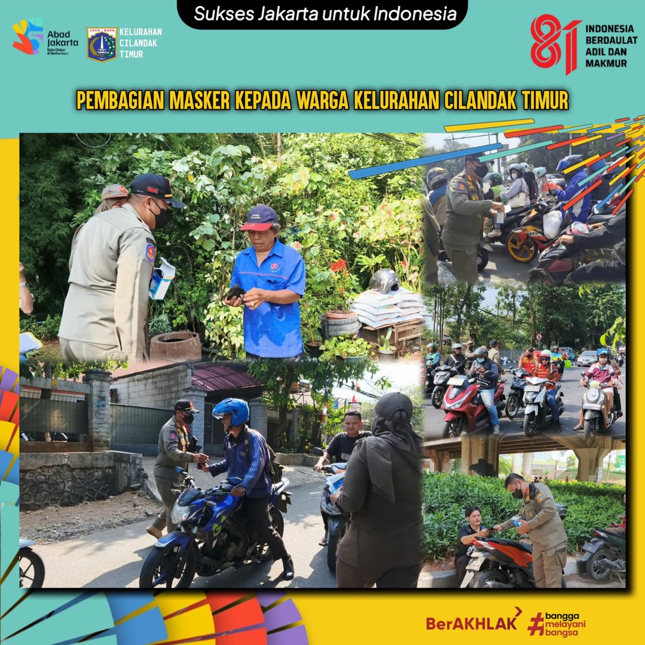 Antisipasi-Abu-Vulkanik-Anak-Krakatau-Satpol-PP-Cilandak-Timur-Bagikan-Masker-ke-Warga