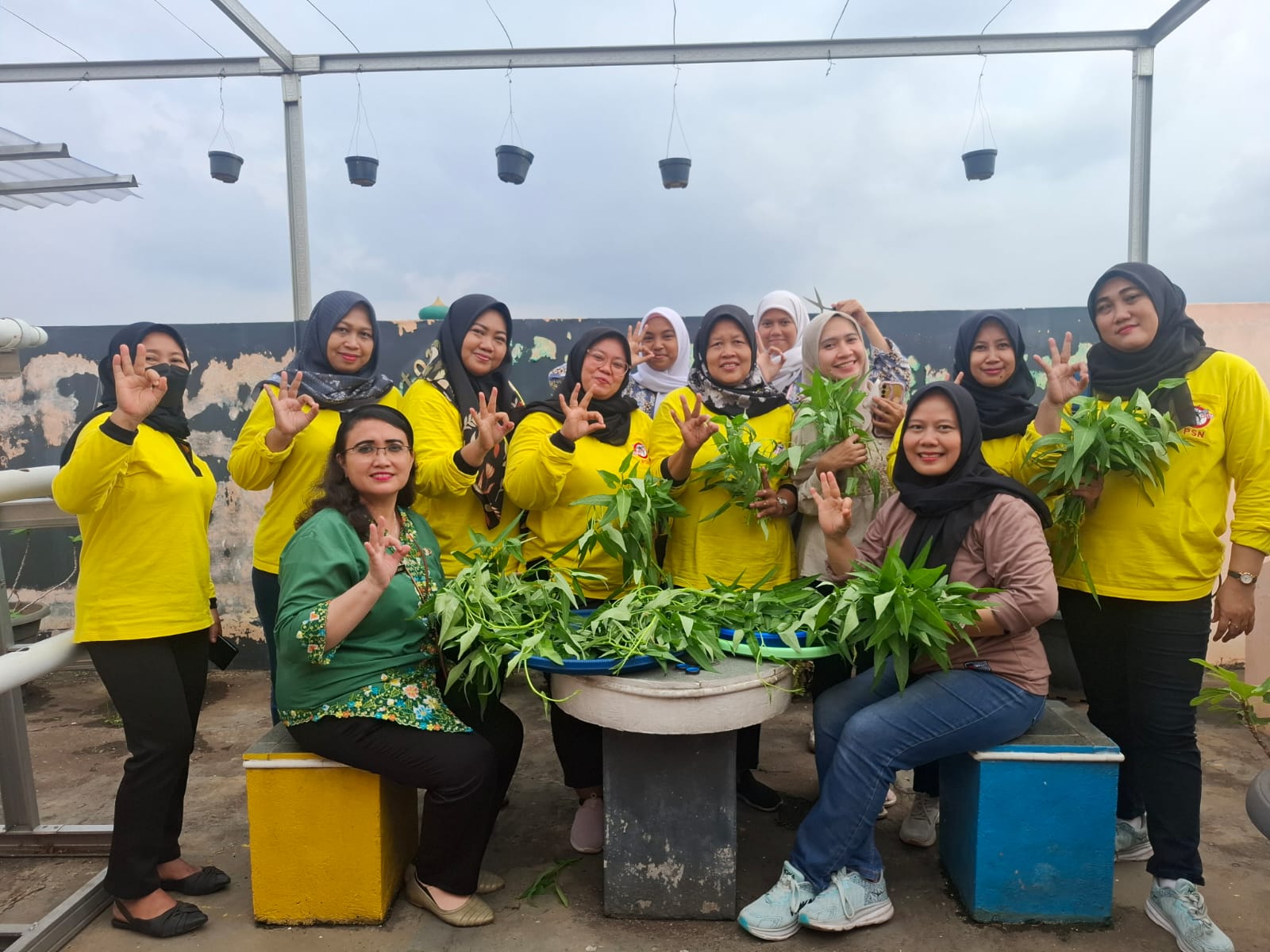 TP-PKK-Kelurahan-Selong-Panen-Kangkung-di-Rooftop-Kelurahan-Selong